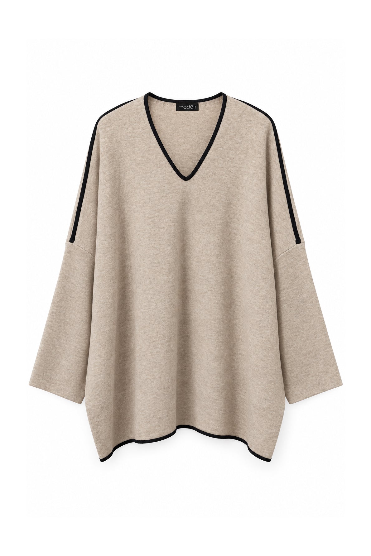 Maglione Oversize Scollo a V Beige