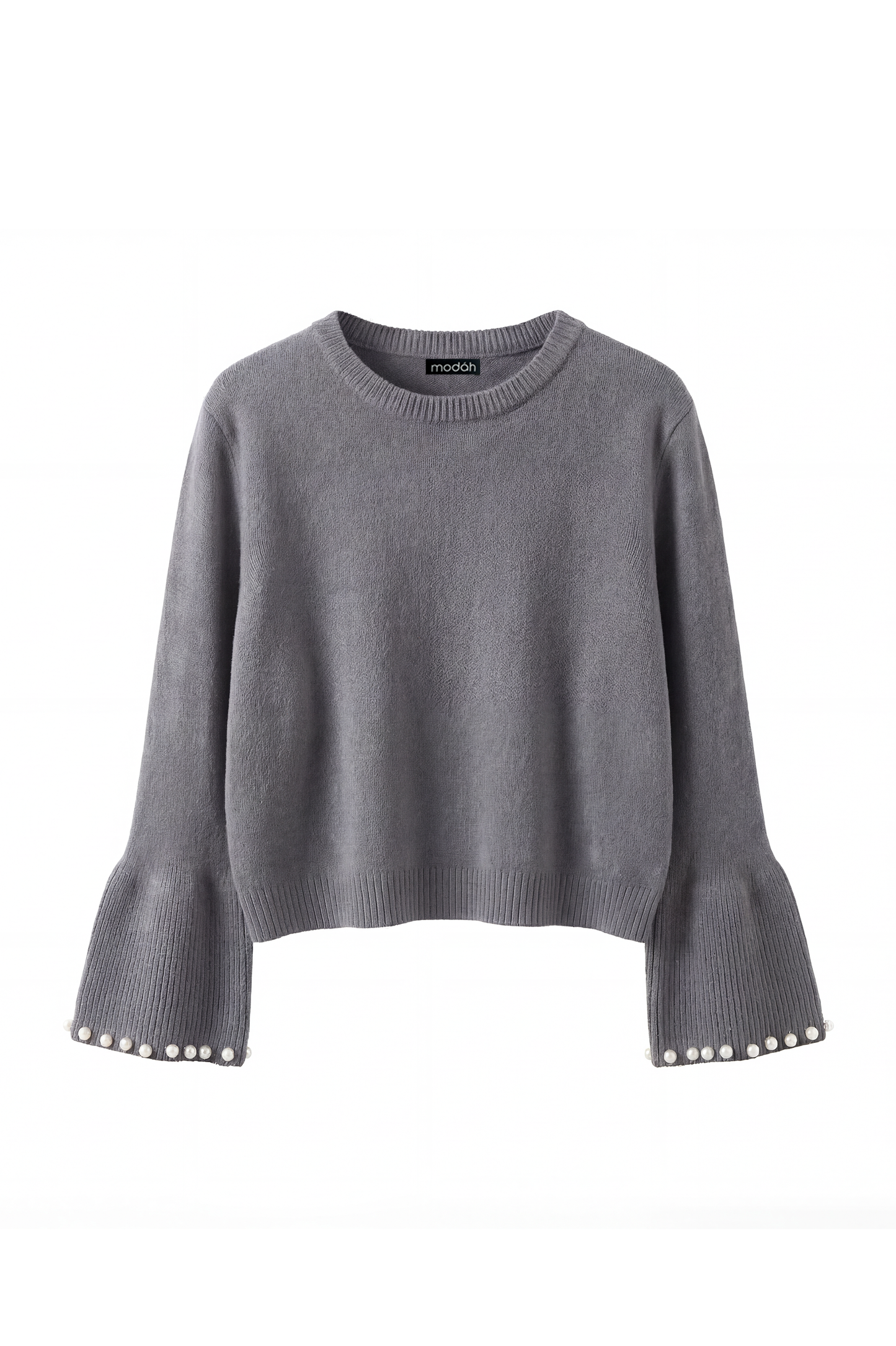 MAGLIONE CON MANICHE A CAMPANA E PERLINE