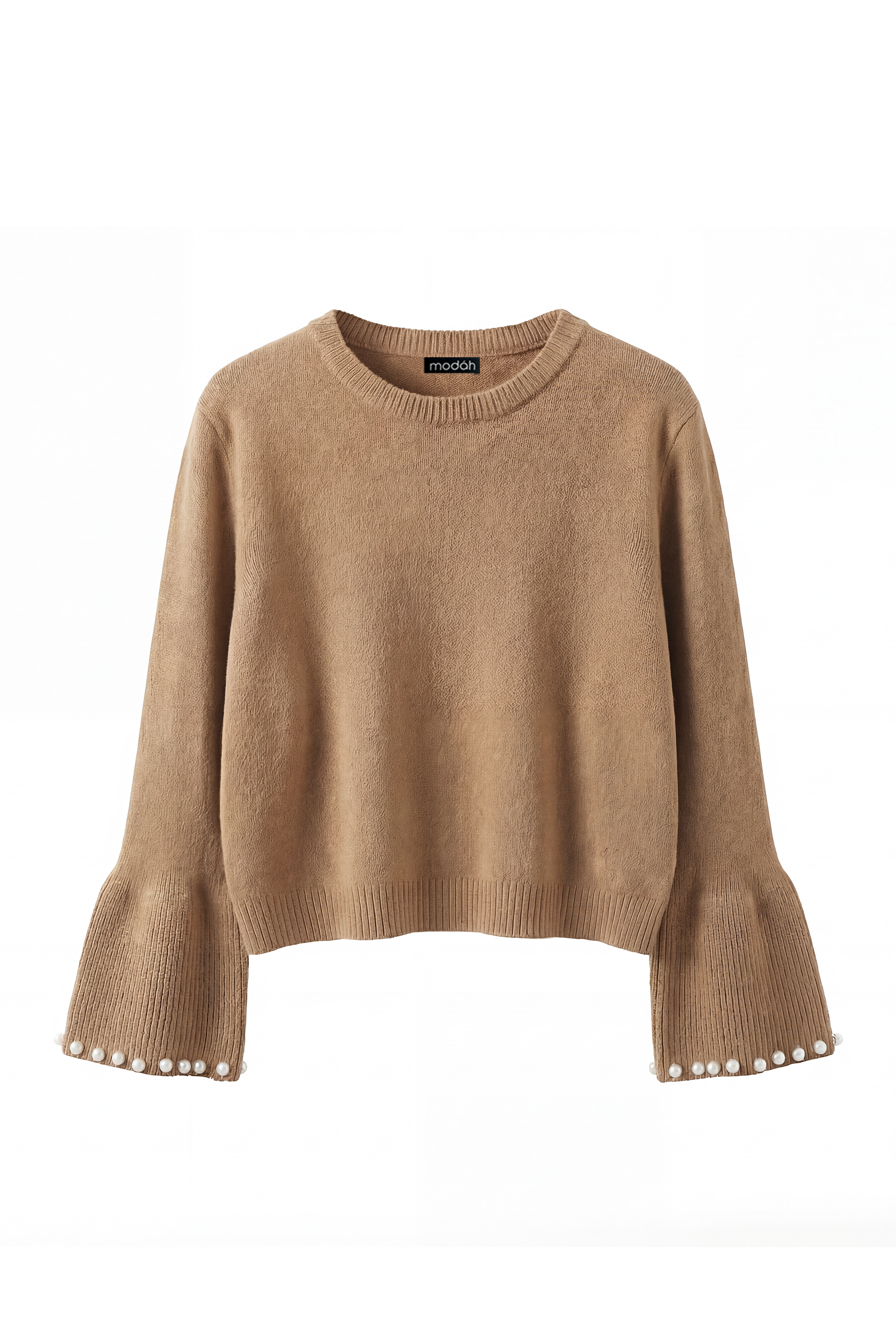 MAGLIONE CON MANICHE A CAMPANA E PERLINE