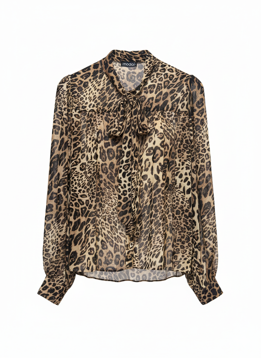 CAMICIA LEOPARD CON FIOCCO