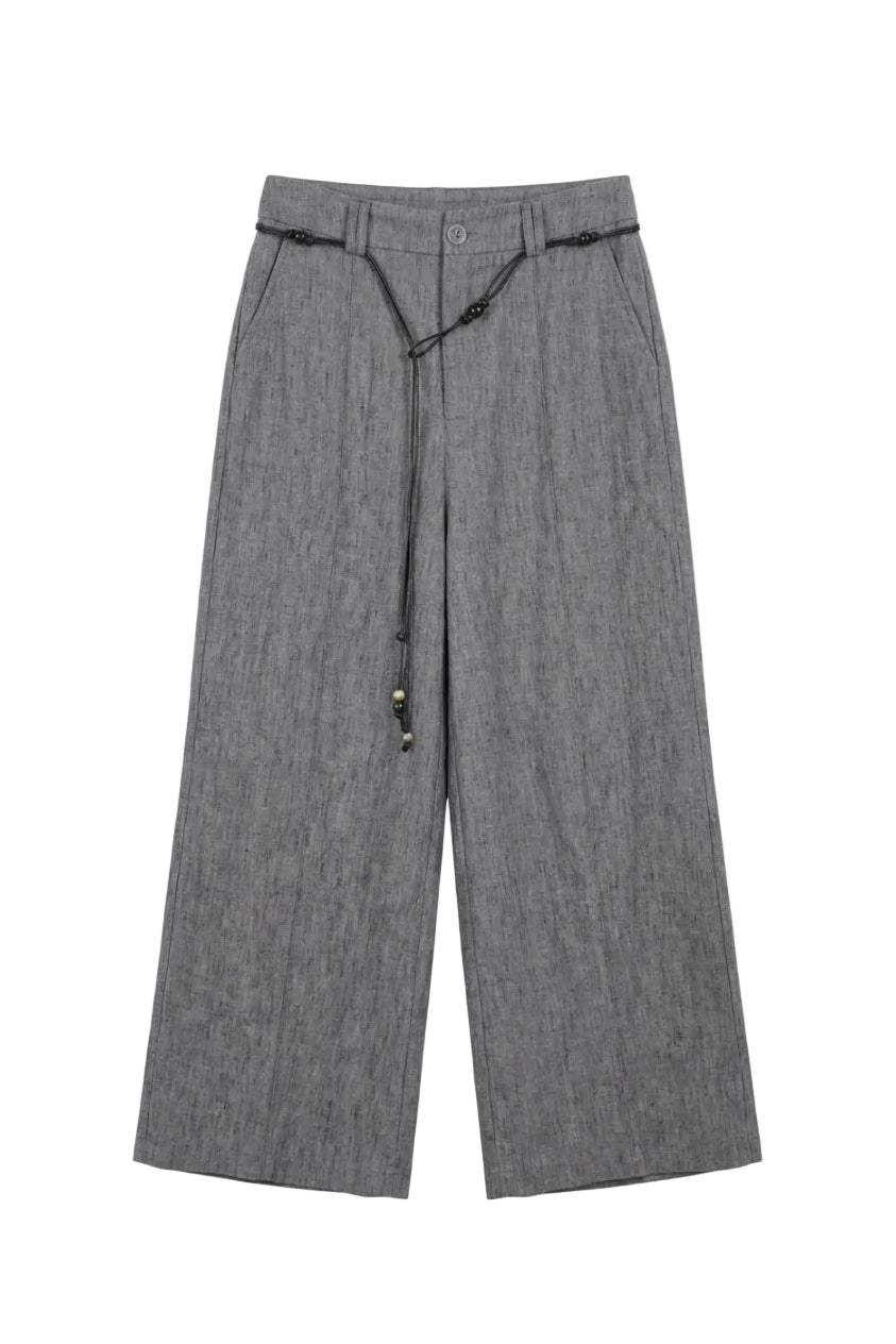 Pantaloni Wide Leg con Cintura Intrecciata