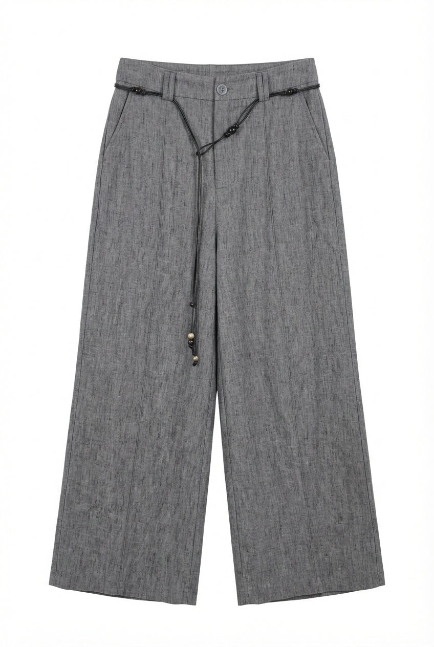 Pantaloni Wide Leg con Cintura Intrecciata