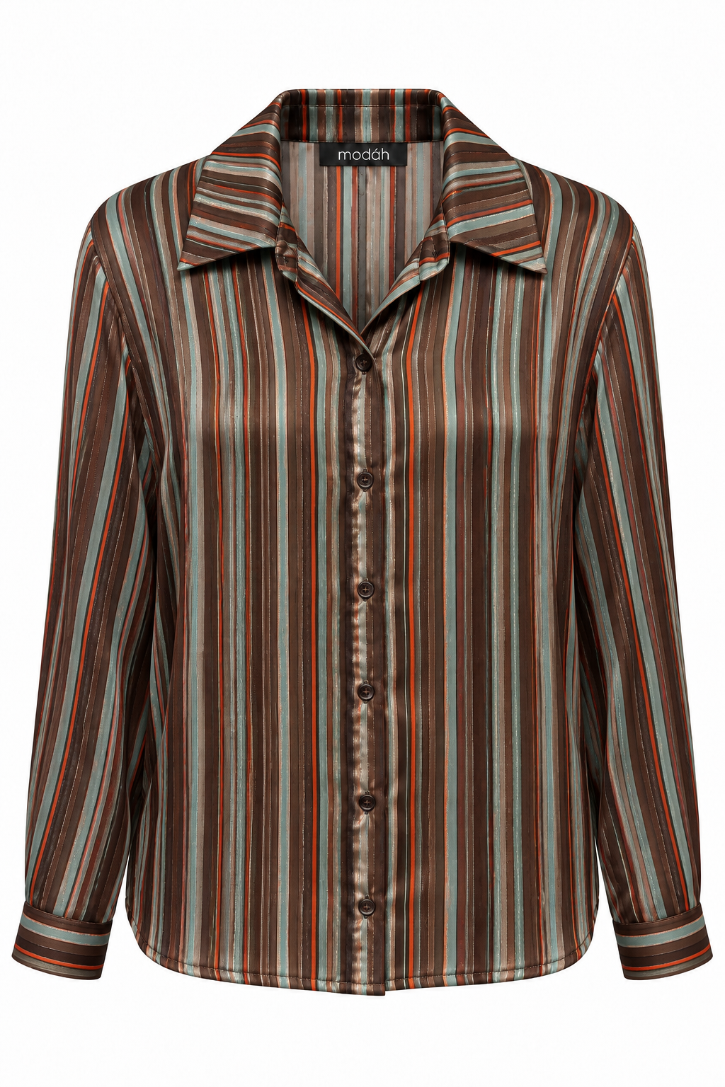 Camicia Semitrasparente a Righe Multicolore