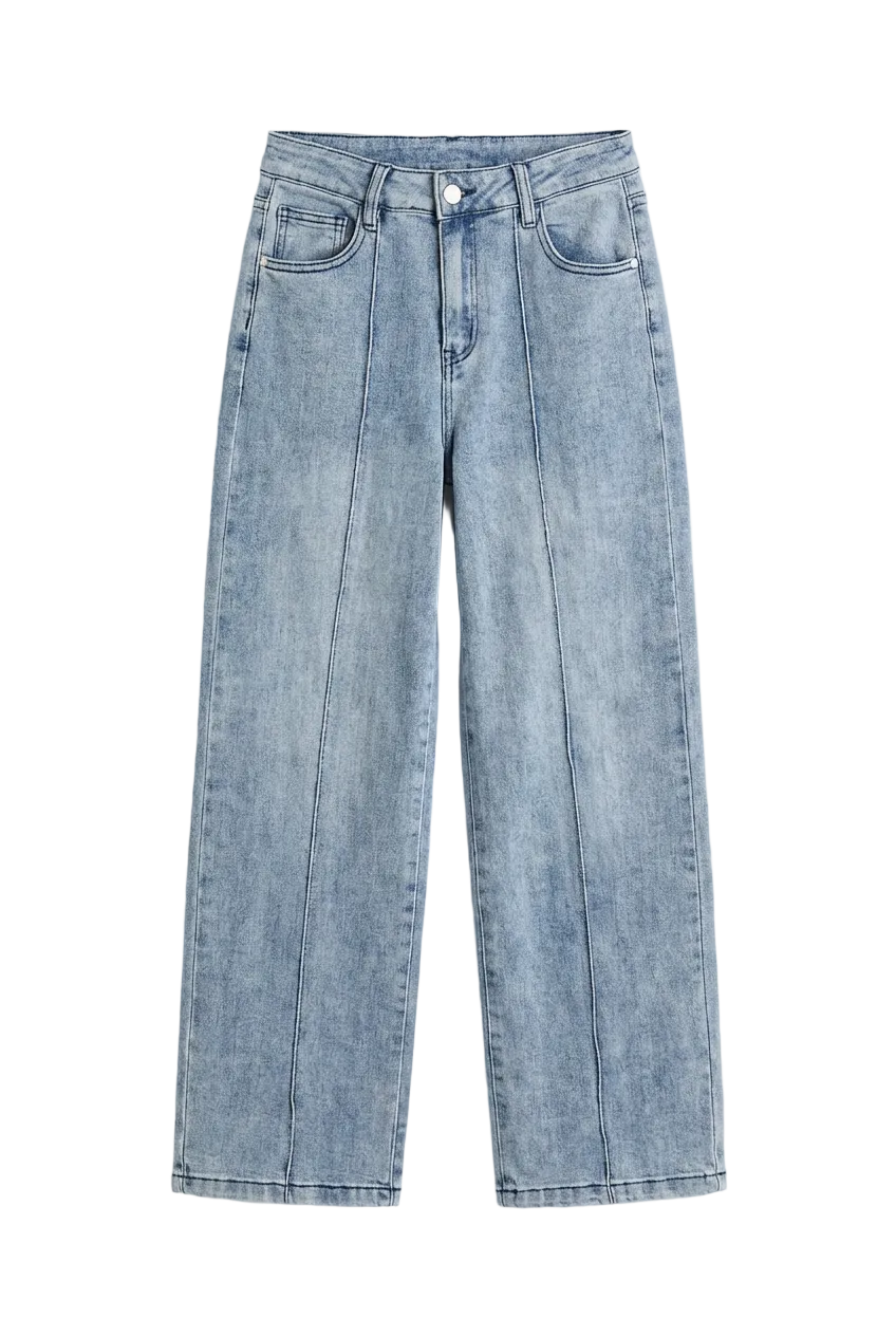 Jeans Wide Leg con Cucitura Frontale