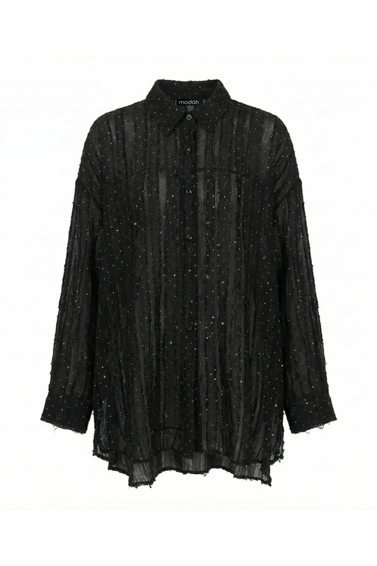 CAMICIA PLISSE CON STRASS