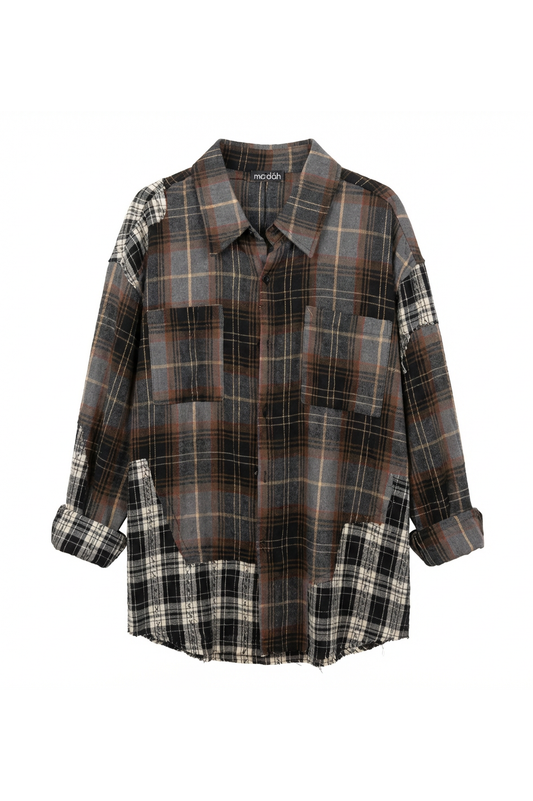 CAMICIA OVERSIZE PATCHWORK A QUADRI