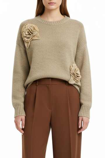 MAGLIONE CON FIORI IN RILIEVO