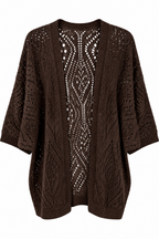 Cardigan Stile Kimono in Maglia Traforata