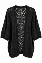 Cardigan Stile Kimono in Maglia Traforata