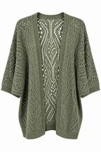 Cardigan Stile Kimono in Maglia Traforata