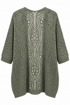 Cardigan Stile Kimono in Maglia Traforata