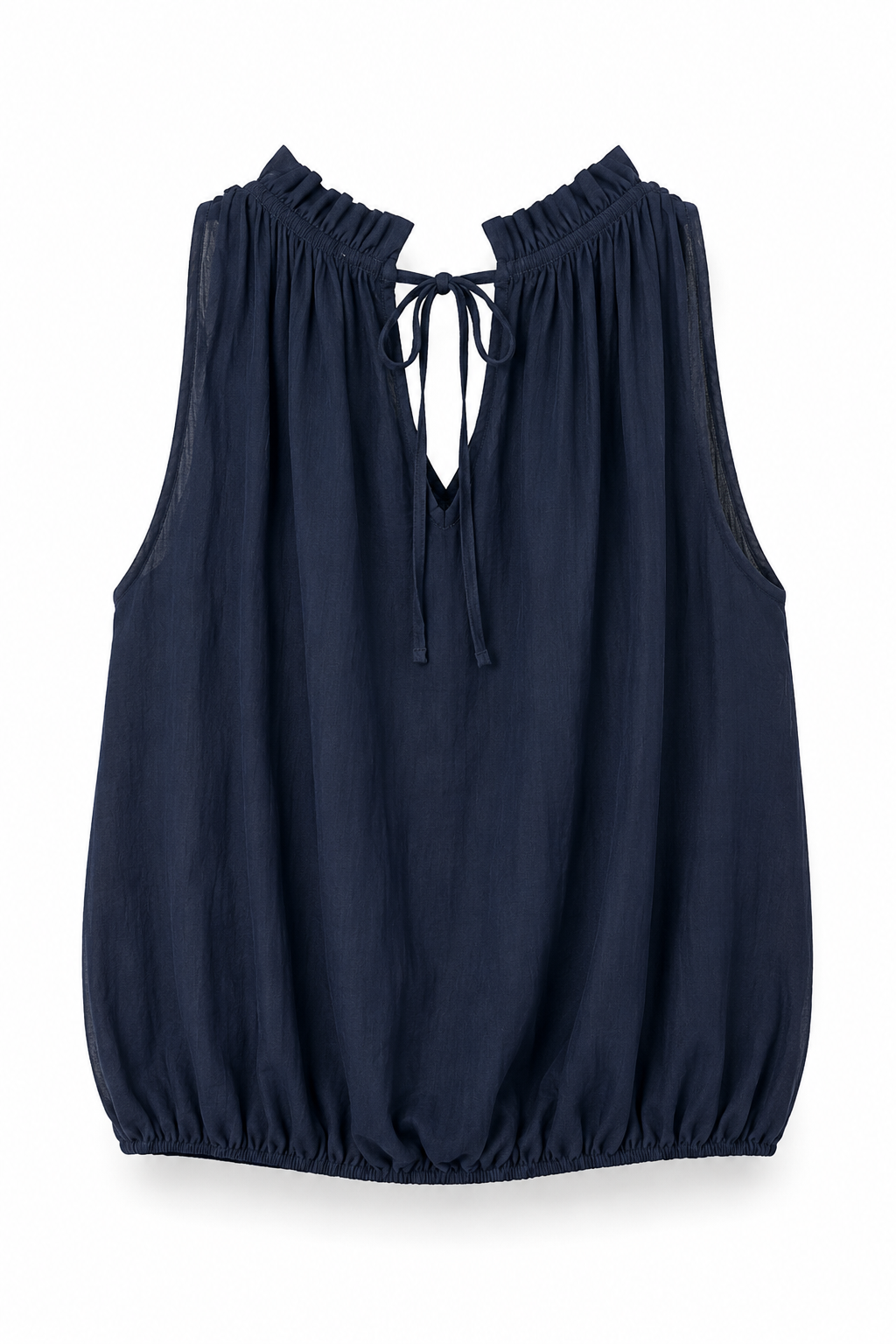 Top Smanicato Fluido con Scollo Arricciato e Dettaglio Bijoux