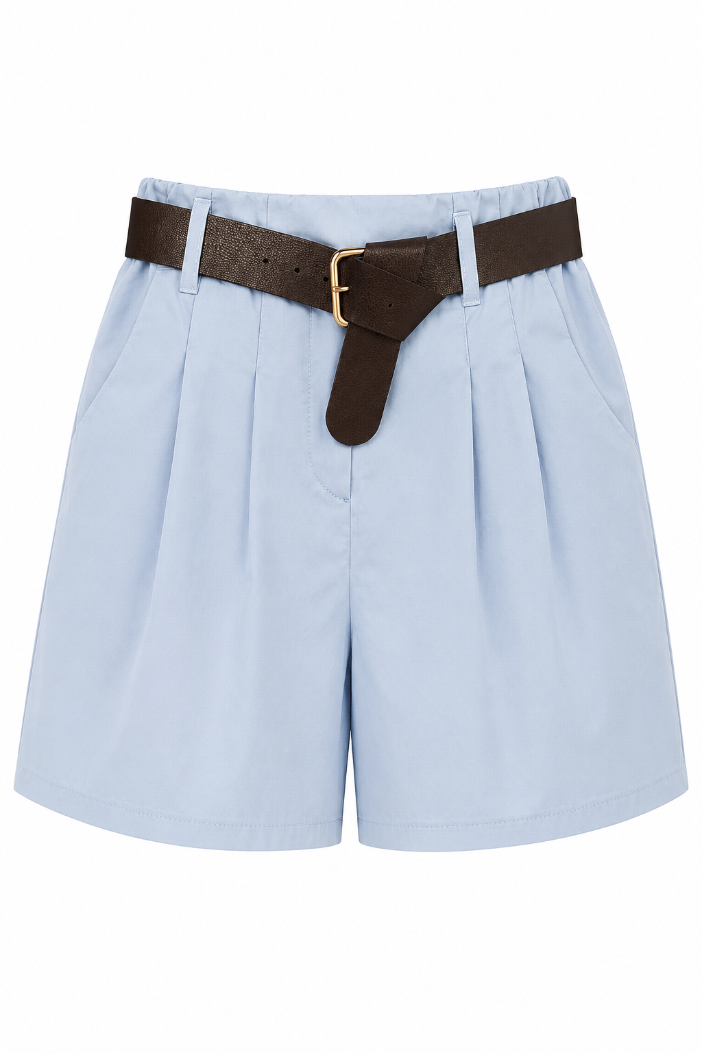 Shorts a Pieghe con Cintura