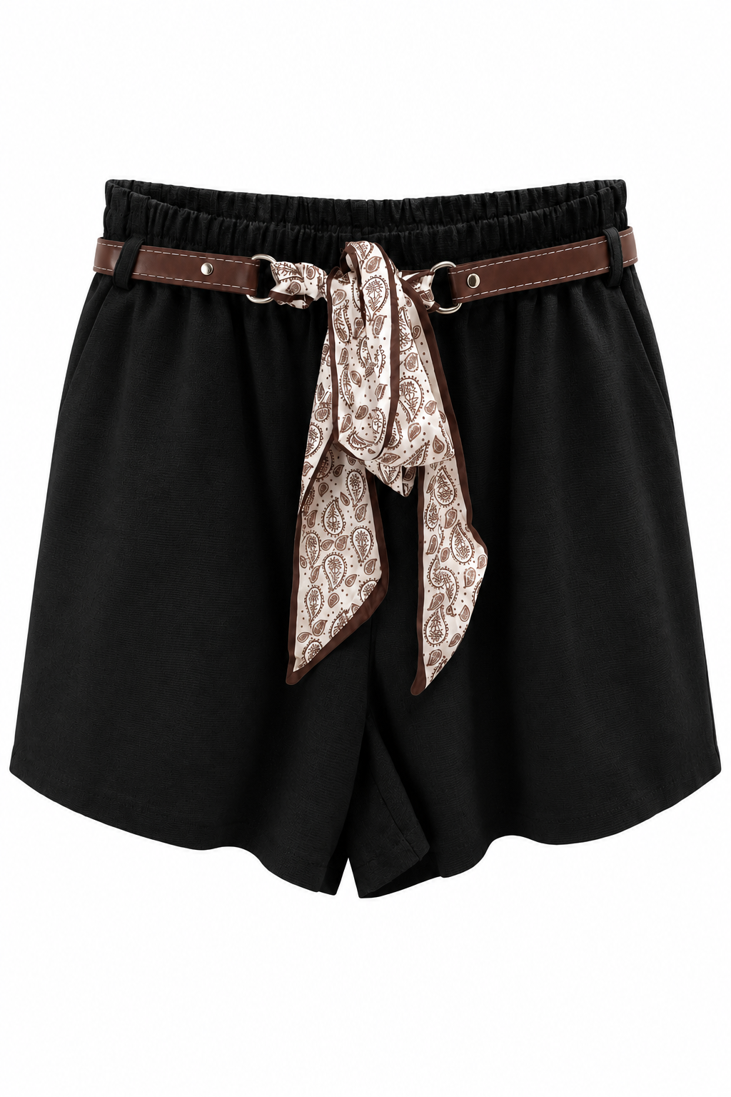 Short Scintillante con Cintura e Sciarpa Paisley