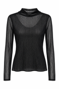 Top in Rete con Collo Alto e Glitter Nero