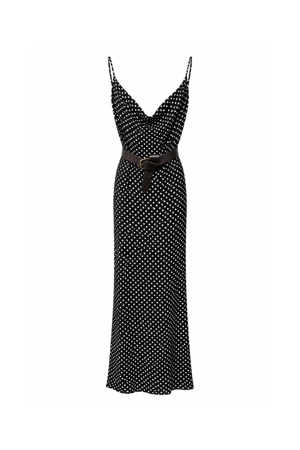 Slip Dress Maxi a Pois con Cintura