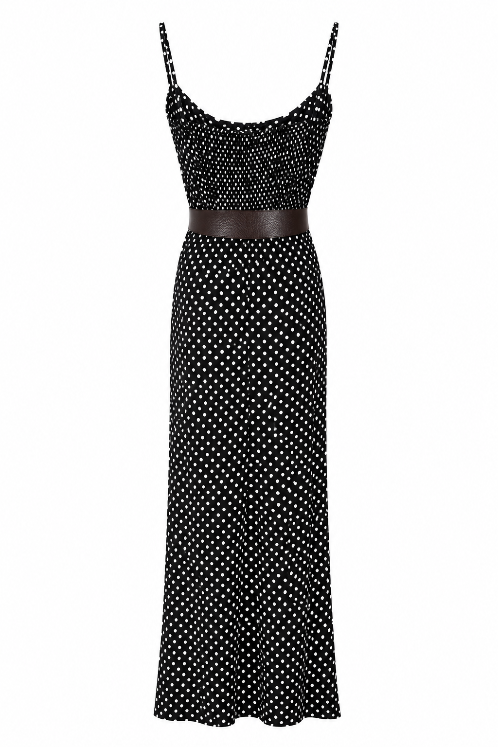 Slip Dress Maxi a Pois con Cintura