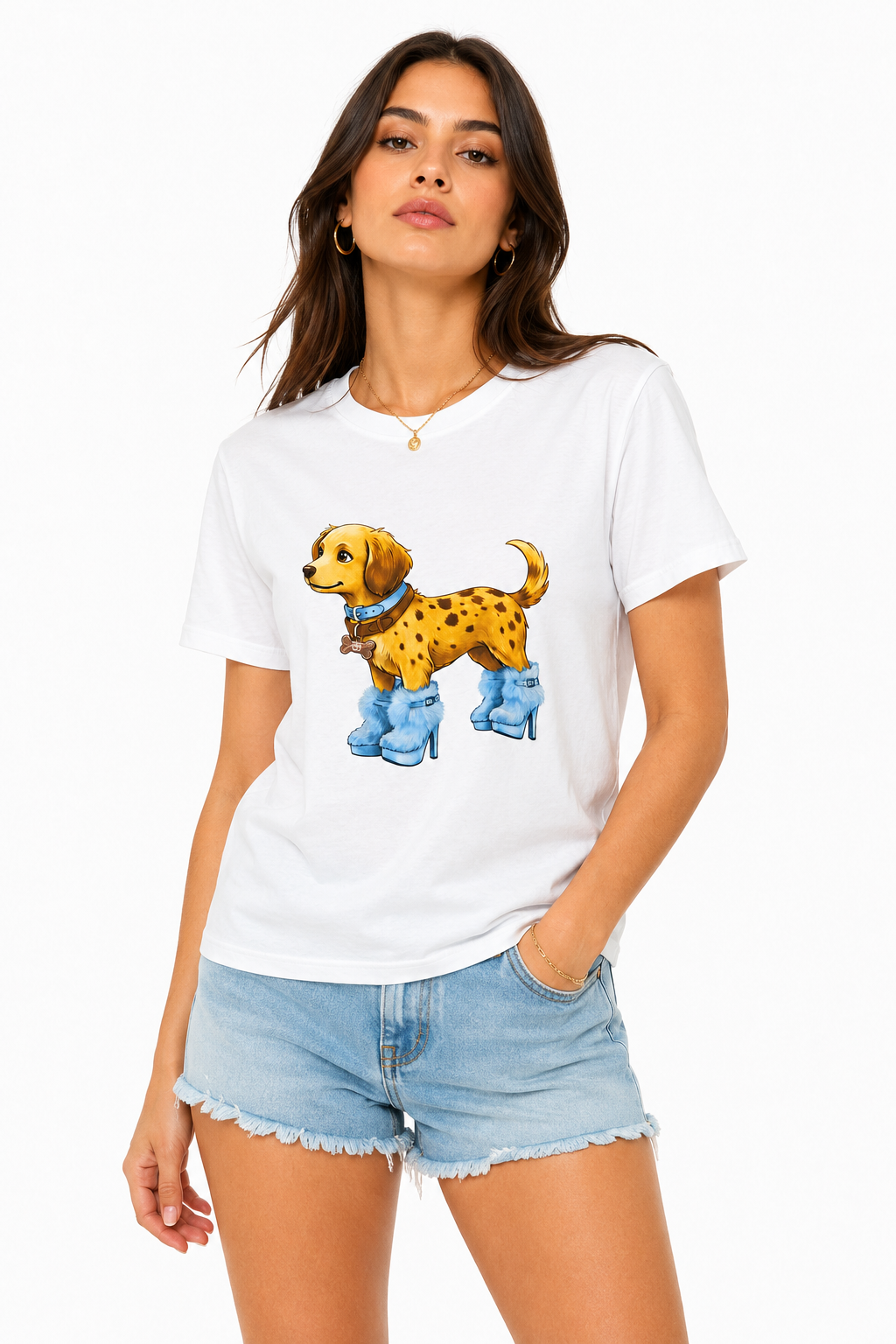 T-shirt Grafica "Cagnolino in Tacco Alto"