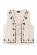 Gilet in Cotone Ricamato con Laccetti