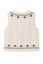 Gilet in Cotone Ricamato con Laccetti