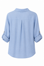Camicia Crop in Lino con Manica Regolabile