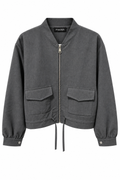 Giacca Bomber Cropped Grigio Antracite con Coulisse