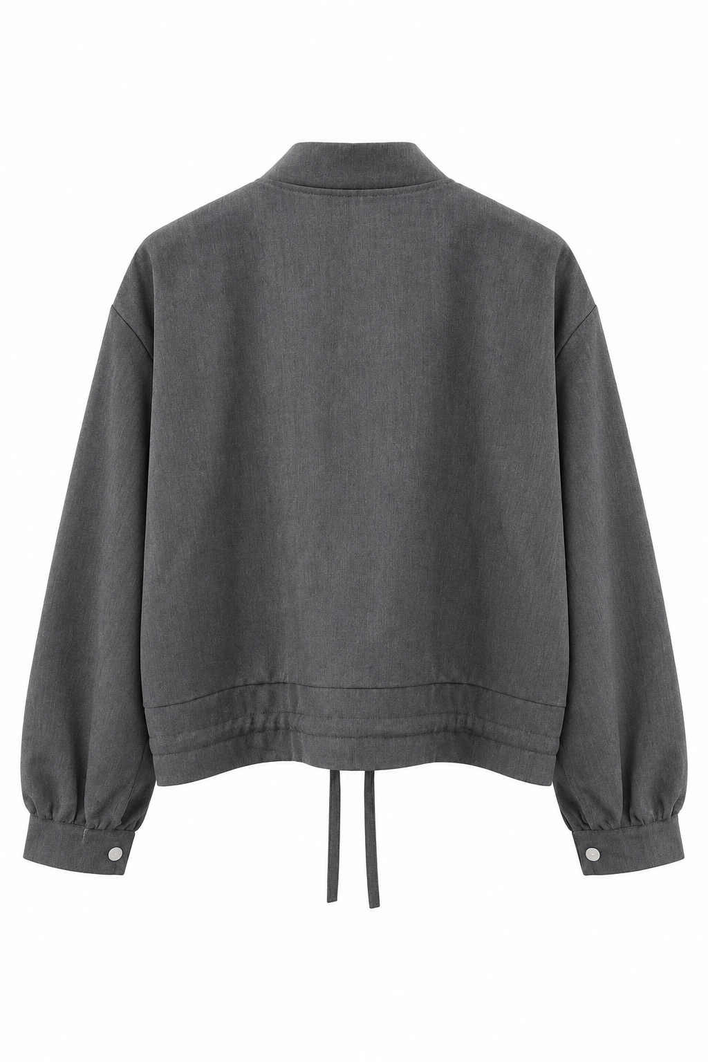 Giacca Bomber Cropped Grigio Antracite con Coulisse