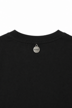 T-shirt Nera "MERCI" con Strass e Frange Pendenti