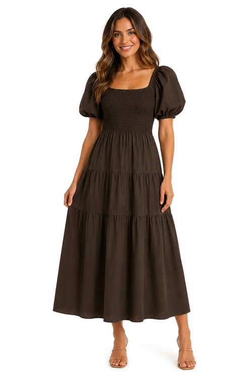 Abito a Balze con Corpetto Smock