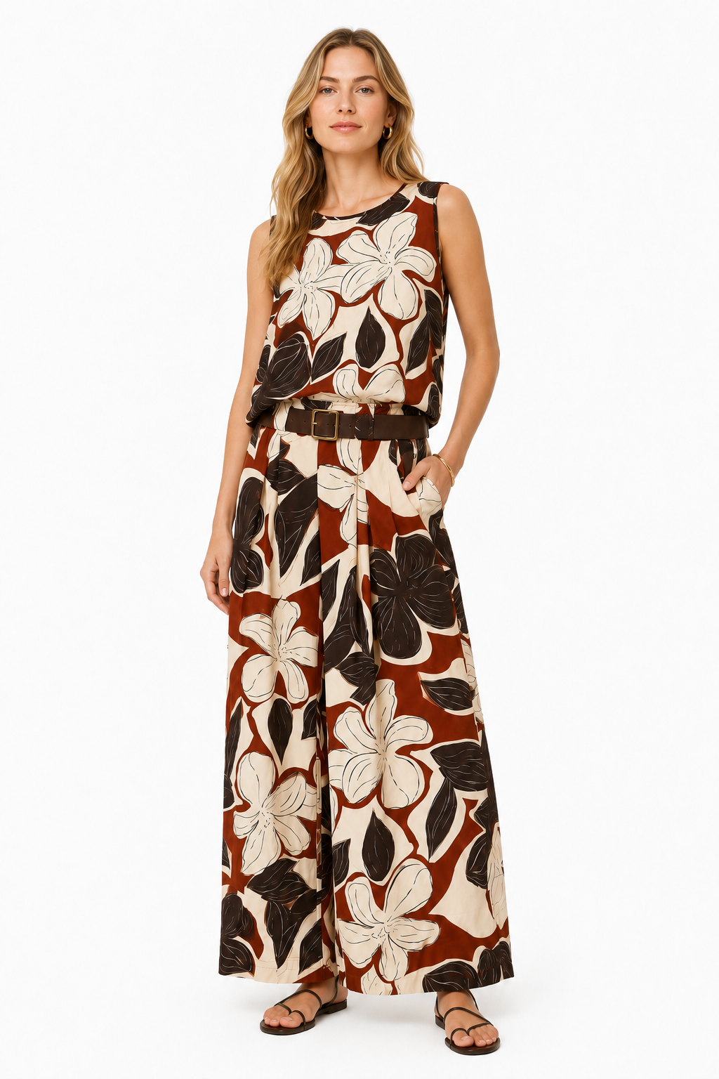 Top Smanicato Floral Bloom in Cotone