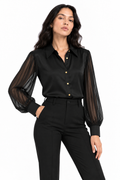 Camicia Elegante con Maniche Plissé