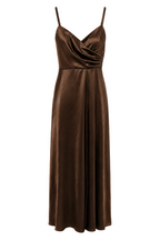 Elegante Abito Lungo Drappeggiato in Raso Bordeaux
