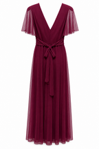 Elegante Abito Lungo in Tulle con Scollo a V