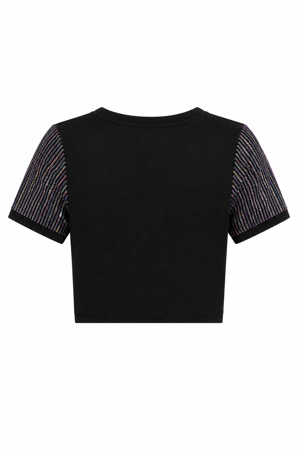 Crop Top Nero con Paillettes
