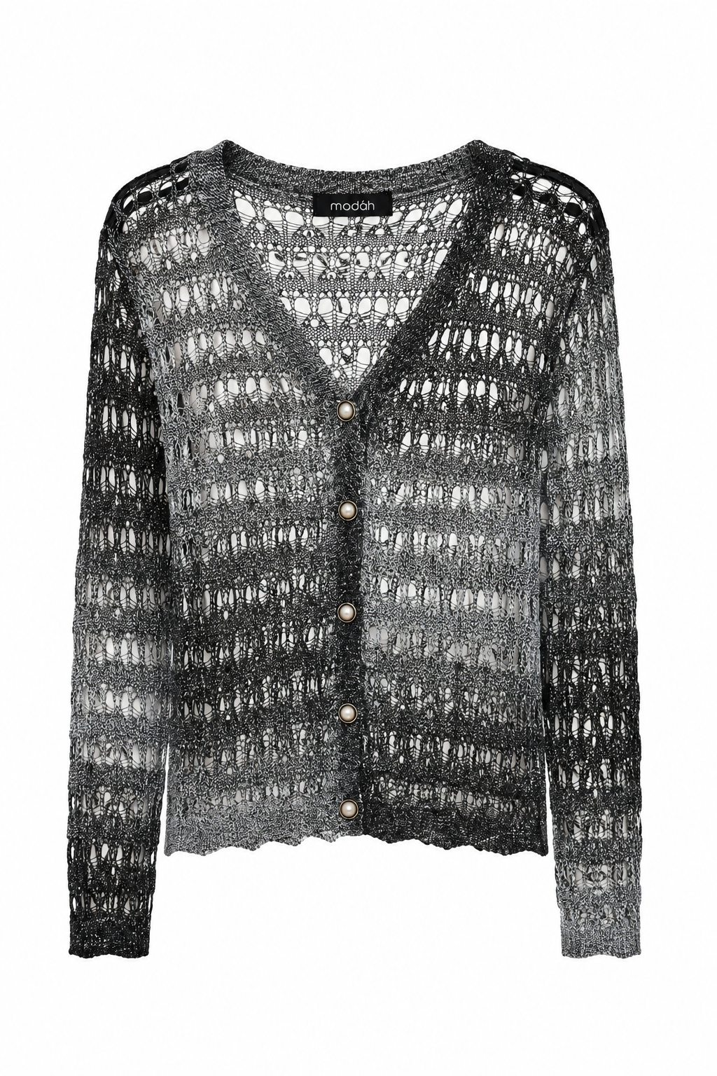 Cardigan Trasparente in Maglia Traforata