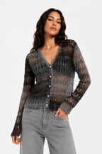 Cardigan Trasparente in Maglia Traforata