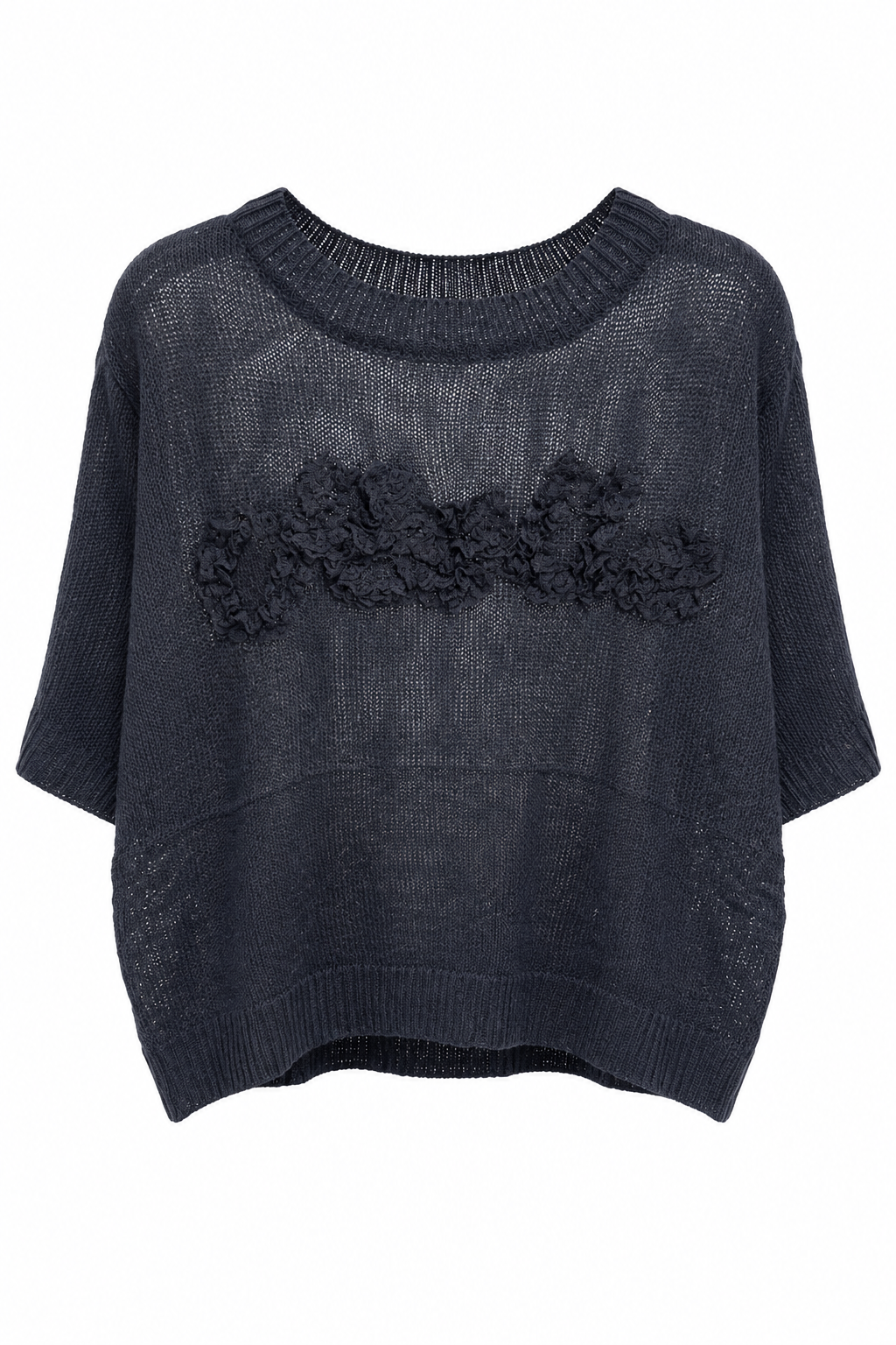 Maglioncino Boxy con Scritta Decorativa Ruffles