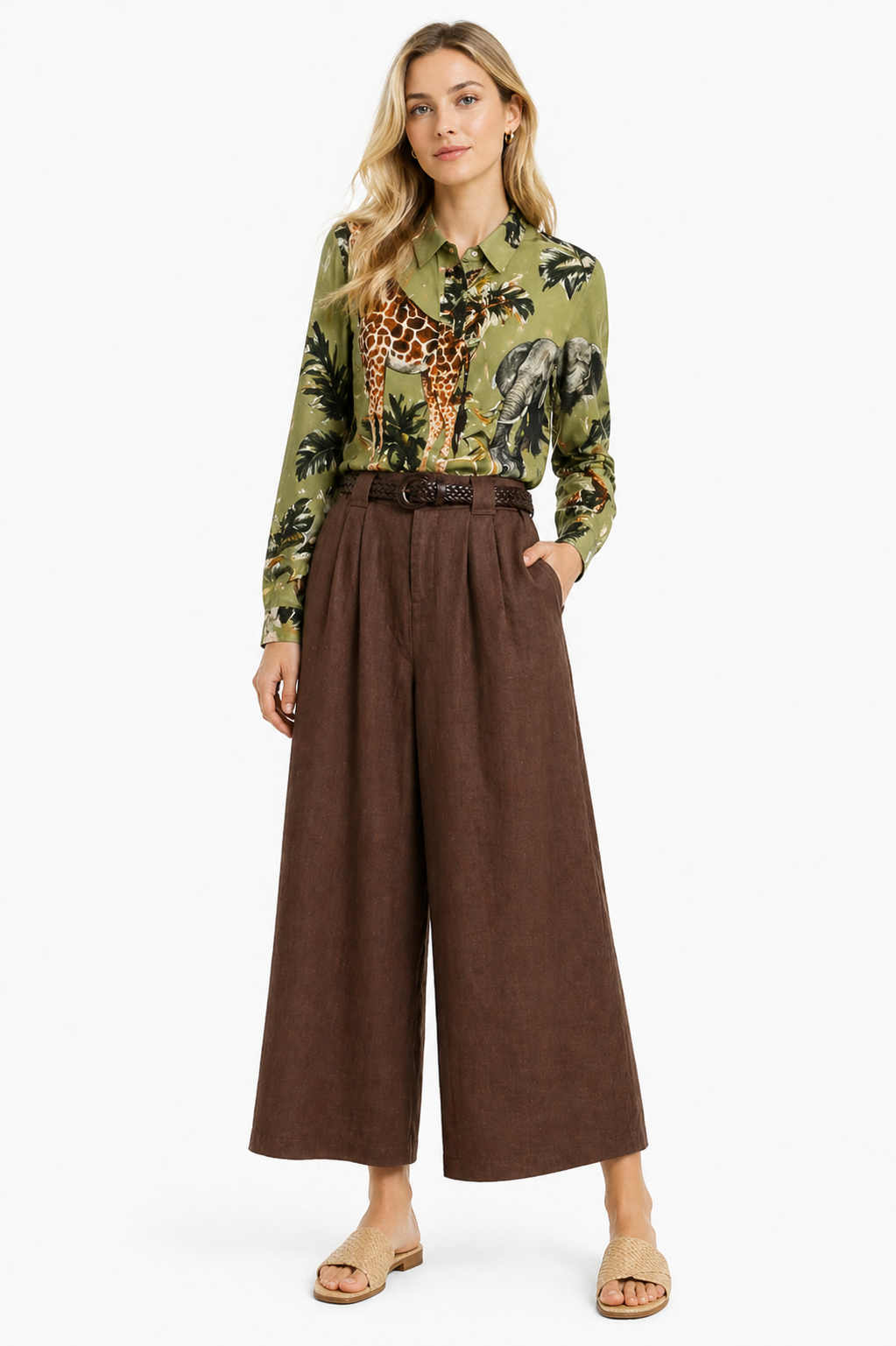 Pantaloni Wide-Leg in Lino