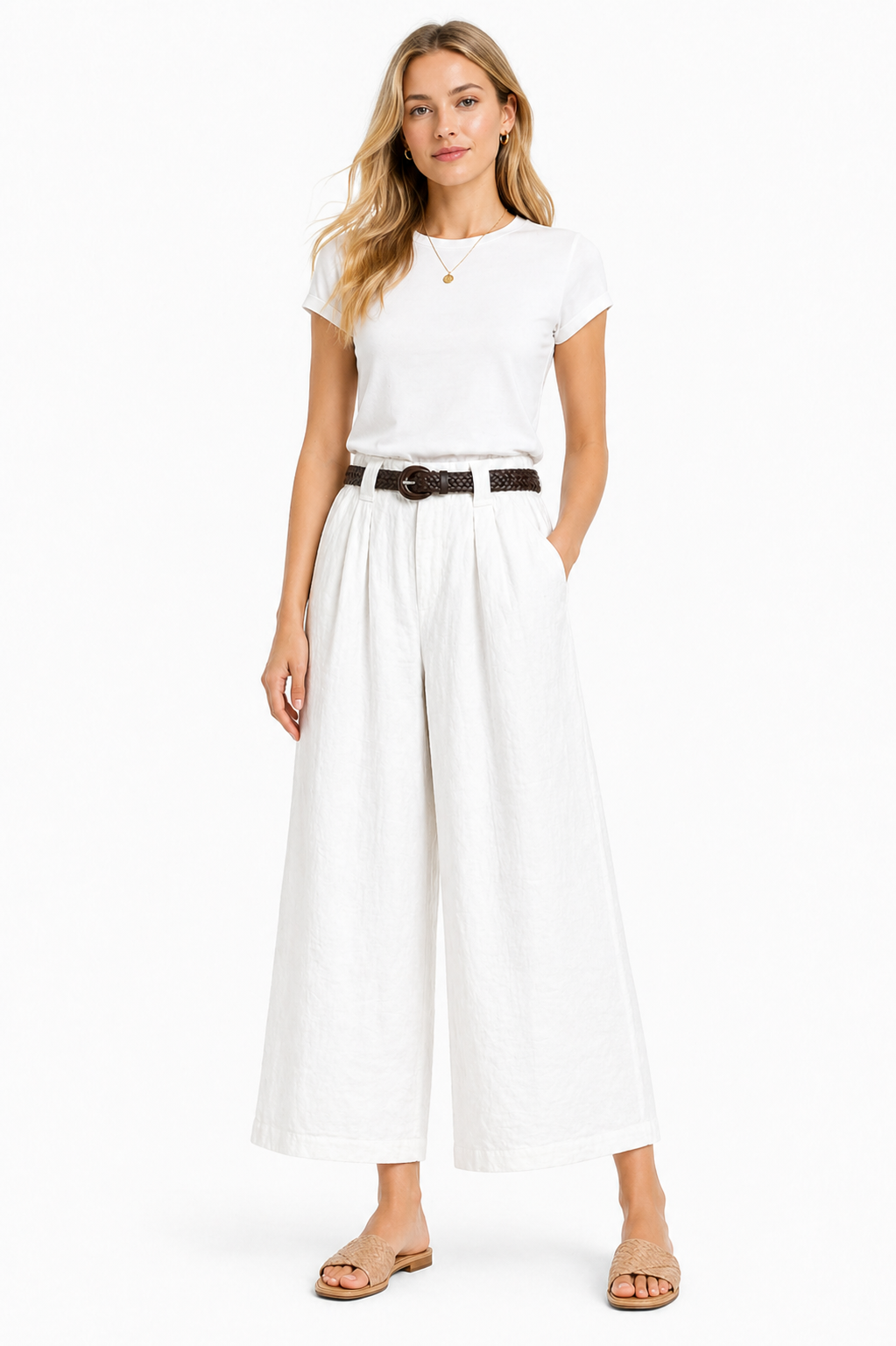 Pantaloni Wide-Leg in Lino