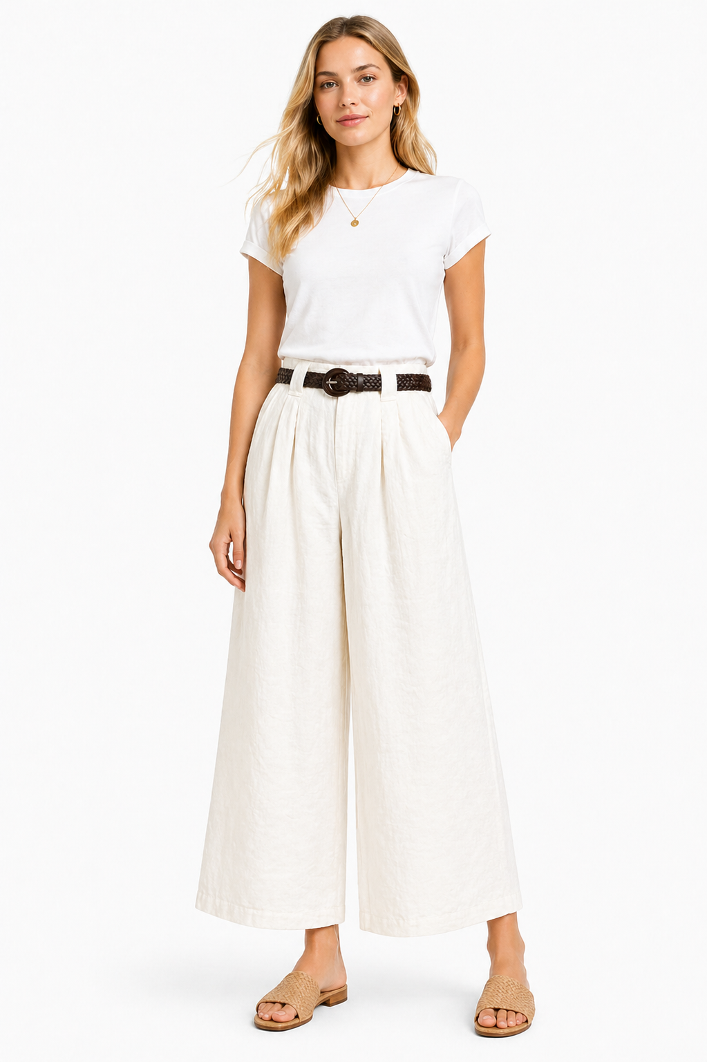 Pantaloni Wide-Leg in Lino