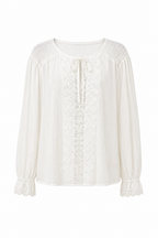 Blusa Boho-Chic con Inserti in Pizzo