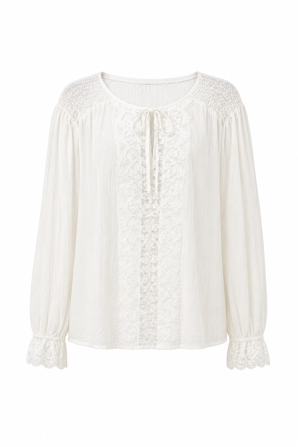 Blusa Boho-Chic con Inserti in Pizzo
