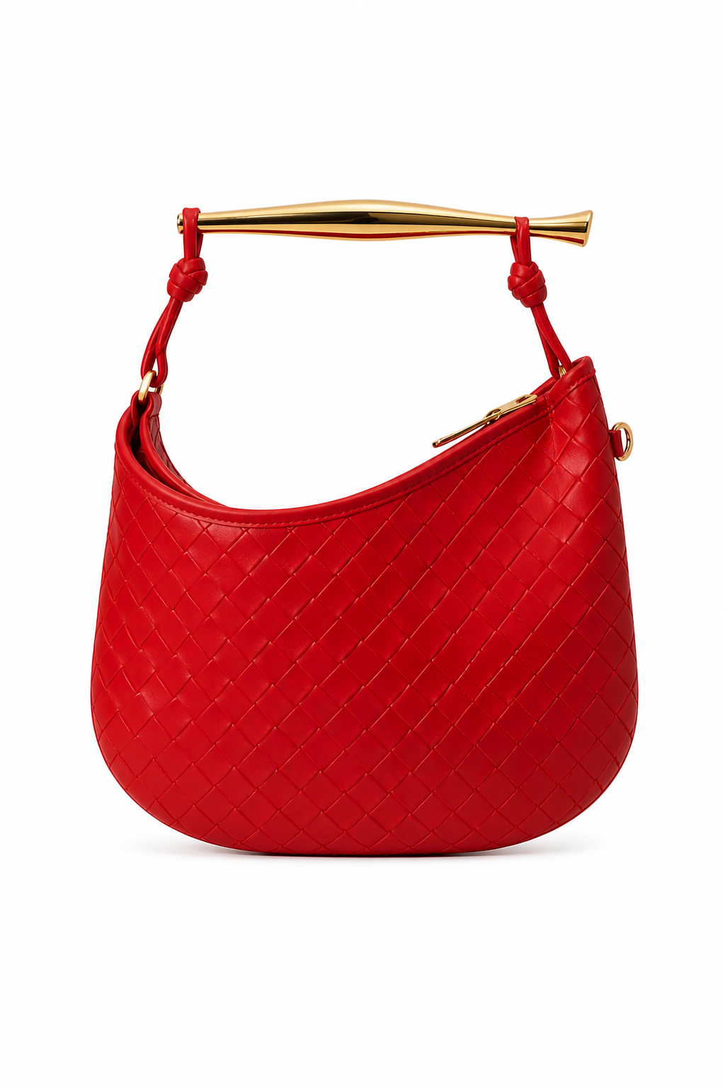 Borsa Hobo a Mezzaluna in Pelle Intrecciata