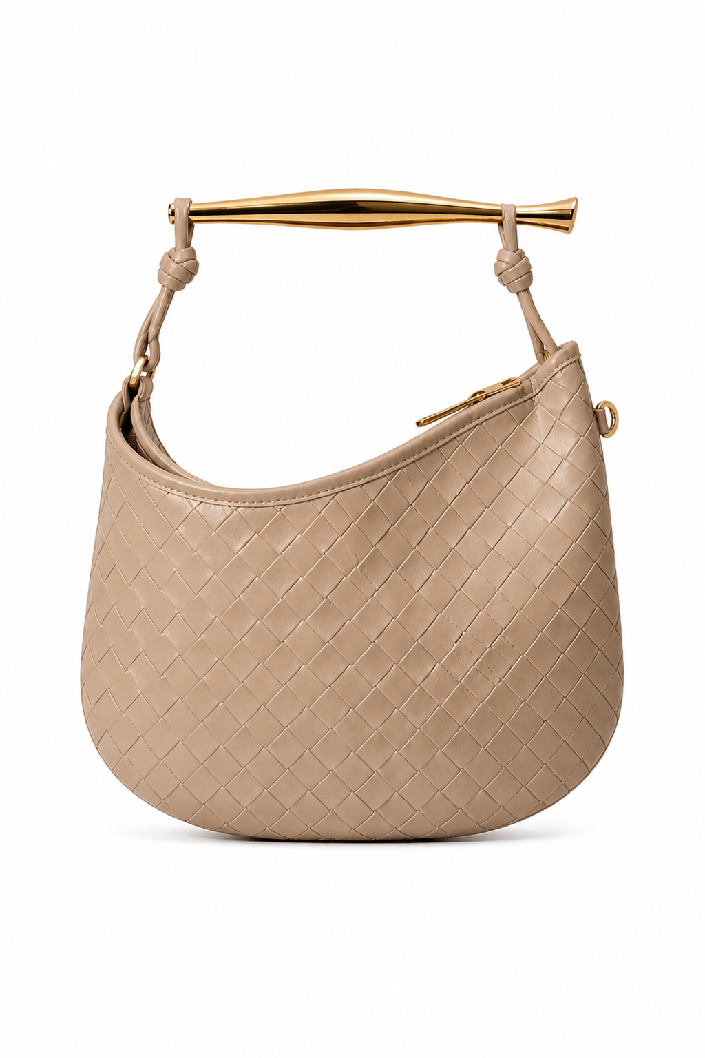 Borsa Hobo a Mezzaluna in Pelle Intrecciata