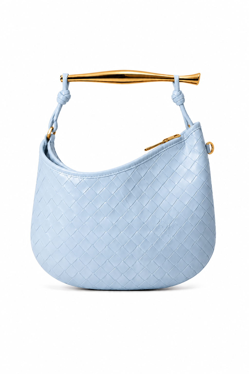 Borsa Hobo a Mezzaluna in Pelle Intrecciata