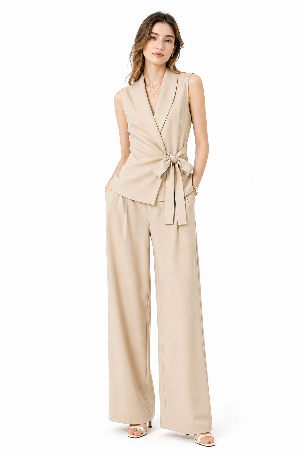 Pantaloni Palazzo Wide-Leg con Pince