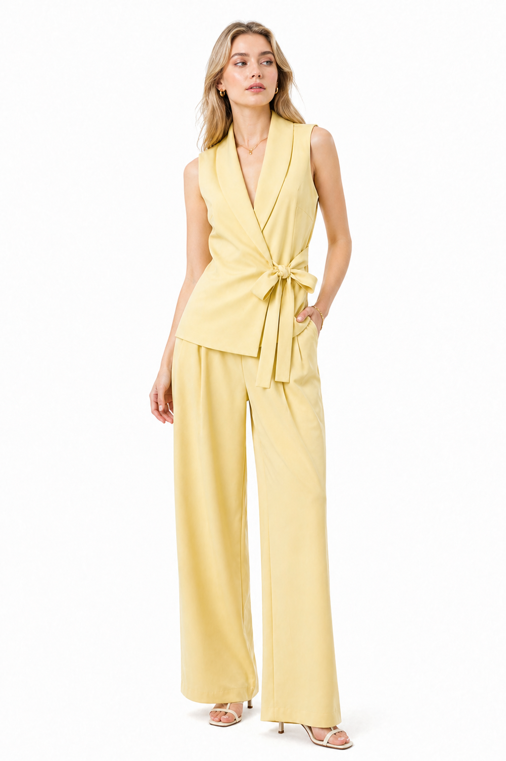 Pantaloni Palazzo Wide-Leg con Pince