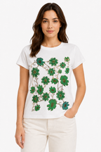 T-shirt con Grafica Floreale Botanica Verde