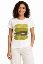 T-shirt Artistica con Stampe a Pennellata