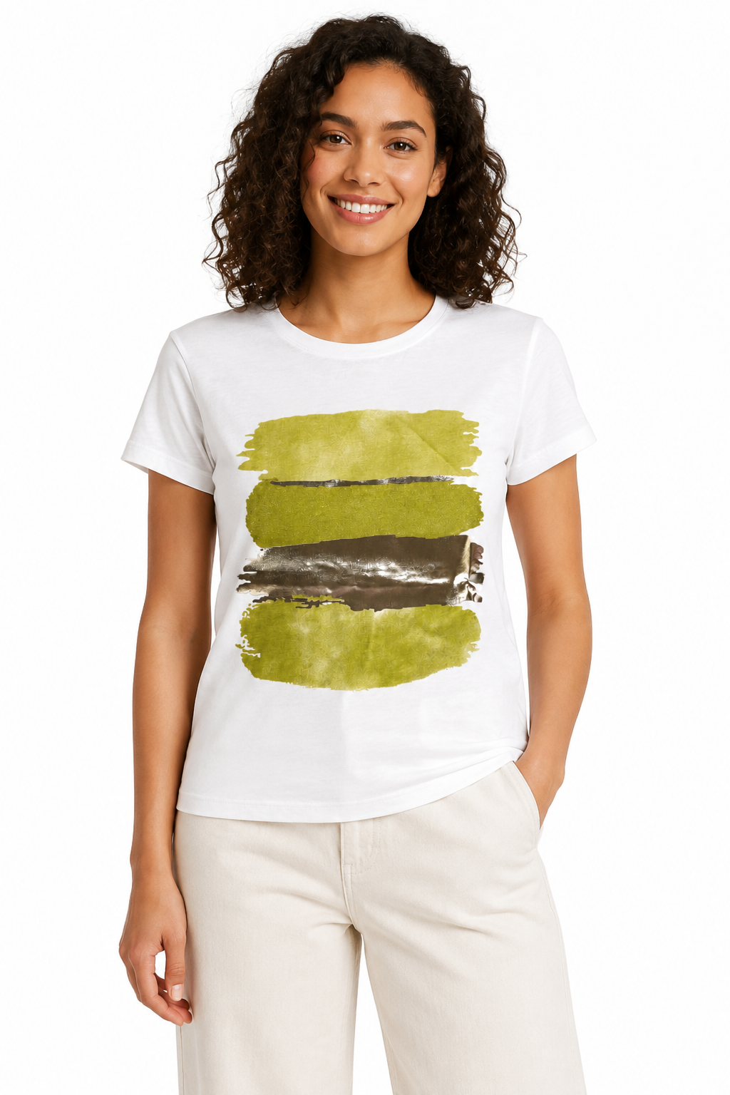 T-shirt Artistica con Stampe a Pennellata